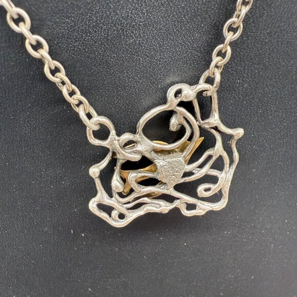 NWT Rook & Crow 19" Silver & Gold Tone Bird Pendant Necklace - Picture 6 of 6